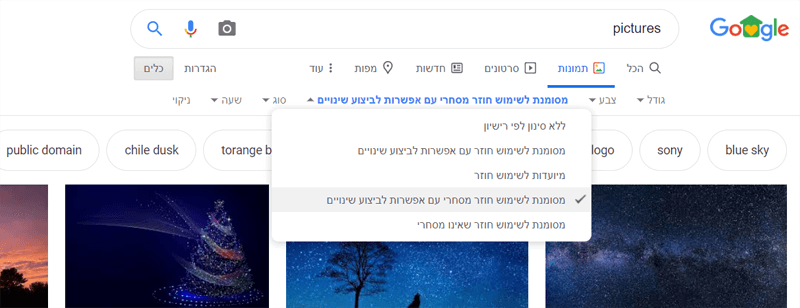 תמונת מסך של חיפוש תמונות בגוגל