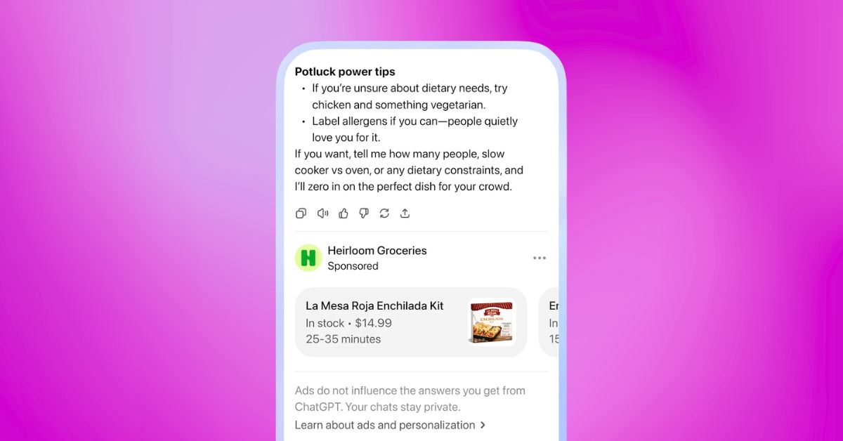 הניסוי התחיל ChatGPT מציג מודעות בתוך השיחה